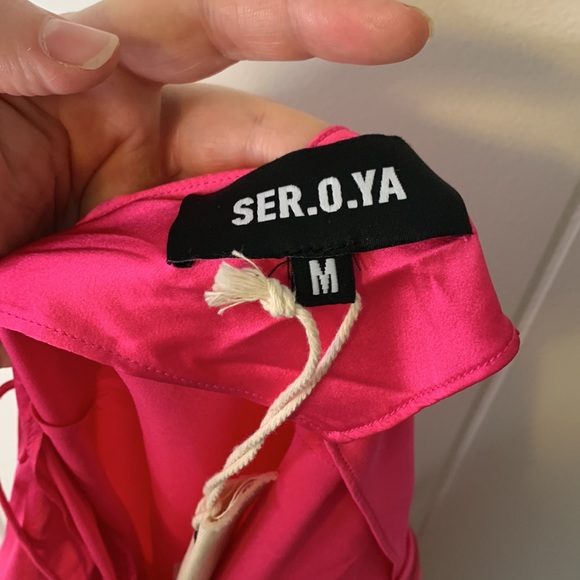 NWT SER.O.YA Emma Silk Dress Fuchsia Pink Size Medium - Picture 9 of 12